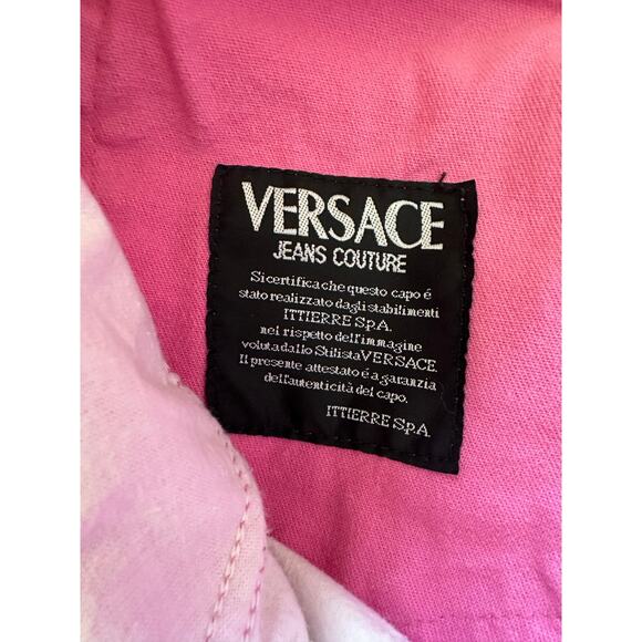 VTG 90s Versace Jeans Couture Medusa High Waisted Bubblegum Pink Denim Size 29 - Picture 8 of 13